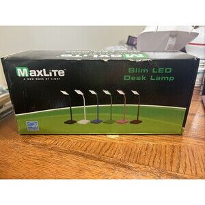 MaxLite Slim LED Desk Lamp with USB Port Adjustable Neck White
